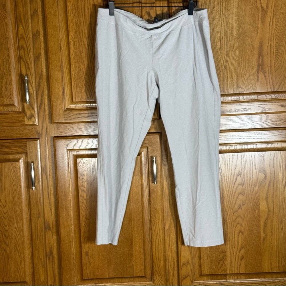 Eileen Fisher Viscose Light Gray Pull On Pants‎ Size Large Washable Stretch